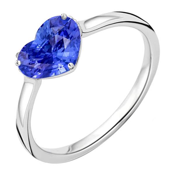 Bague Solitaire Femme Coeur Saphir Bleu Clair Or 14K 2 Carats - HarryChadEnt.FR