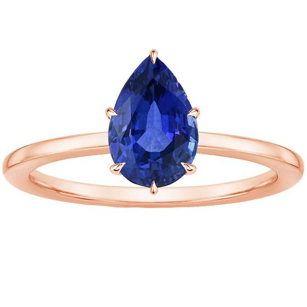 Bague Solitaire Femme Or Rose Poire Ceylan Saphir Sertie De Griffes 4 Carats - HarryChadEnt.FR