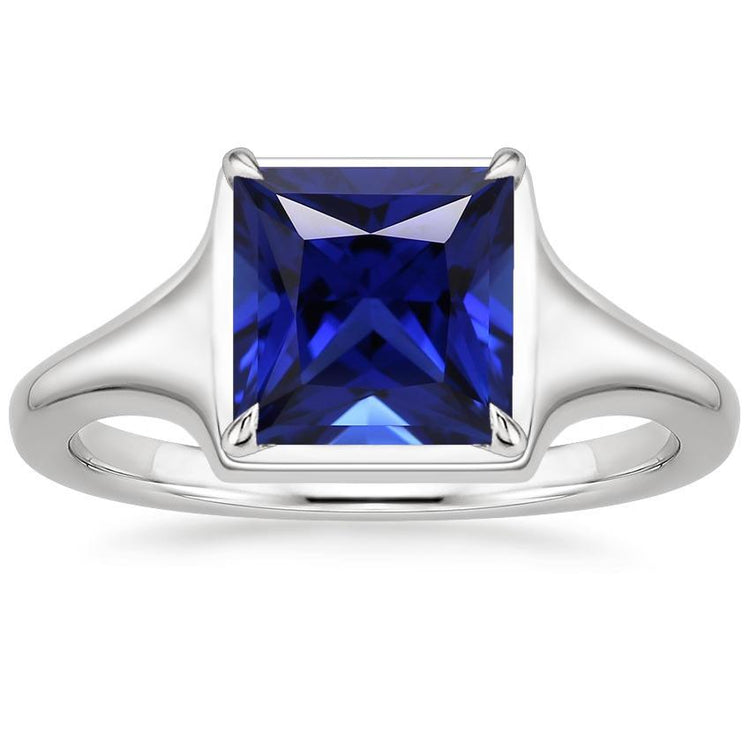 Bague Solitaire Femme Pierres Précieuses Princesse Saphir Sri Lankais 5 Carats - HarryChadEnt.FR