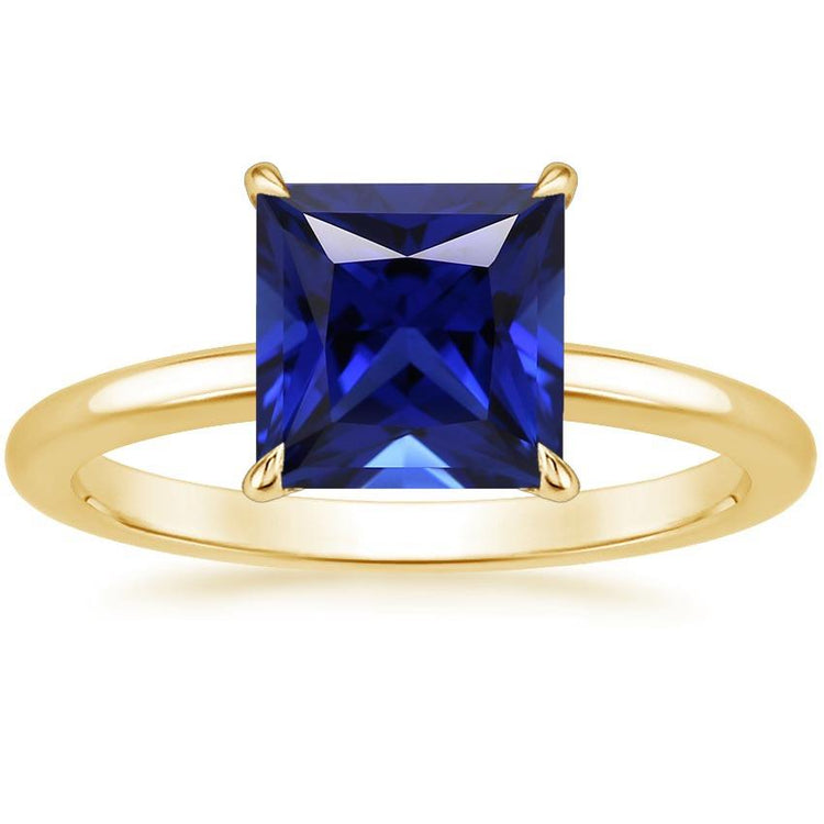 Bague Solitaire Femme Princesse Sri Lanka Saphir Or Jaune 5 Carats - HarryChadEnt.FR