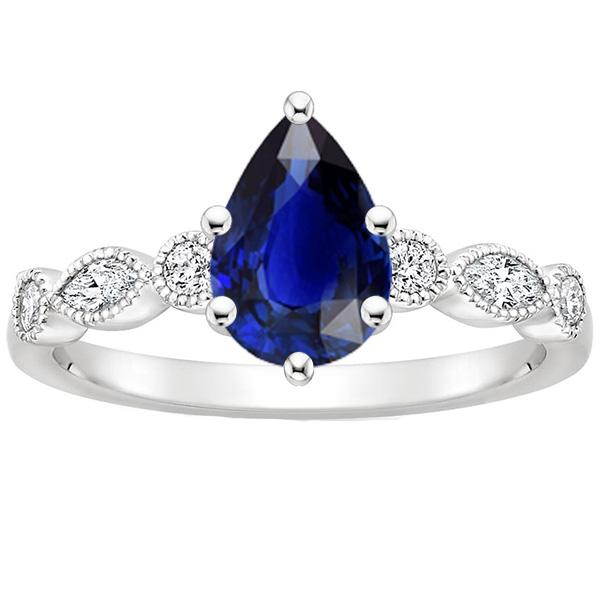 Bague Solitaire Marquise & Accents Diamants Ronds 3 Carats - HarryChadEnt.FR