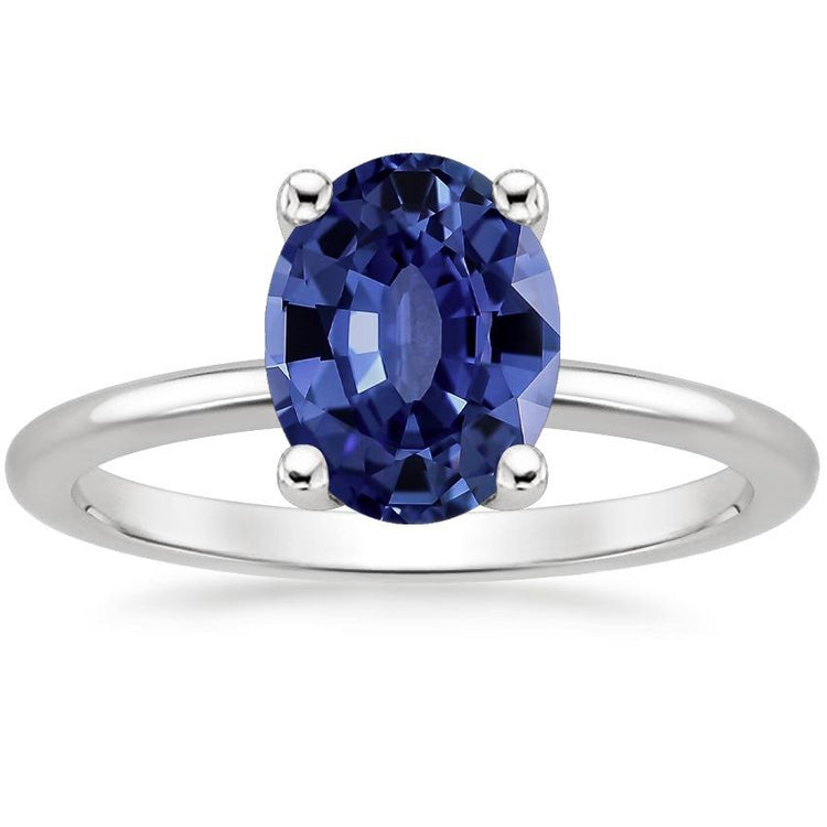 Bague Solitaire Or Blanc Bijou Ovale Saphir Ceylan 2 Carats - HarryChadEnt.FR