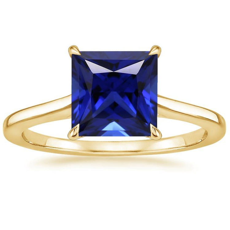 Bague Solitaire Or Jaune Saphir Ceylan 5 Carats Taille Princesse - HarryChadEnt.FR