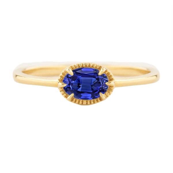 Bague Solitaire Or Jaune Sertie Griffe Saphir Bleu 1.50 Carats - HarryChadEnt.FR