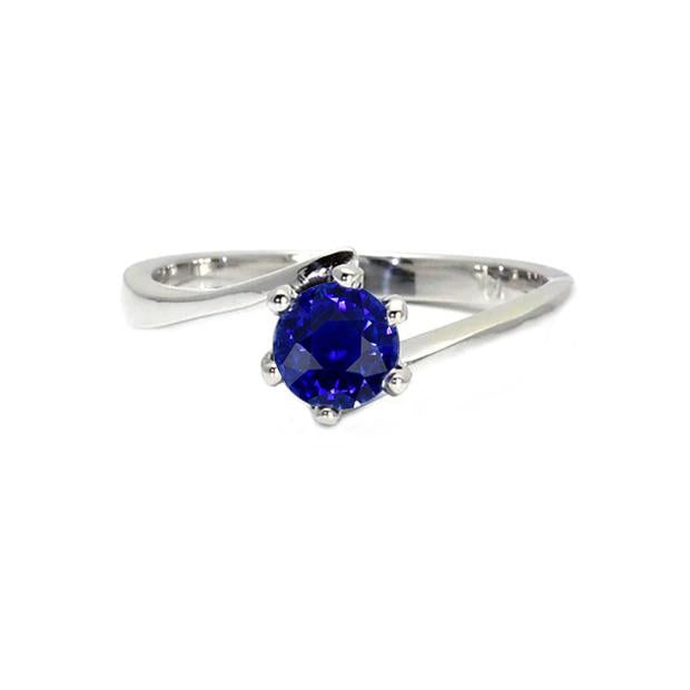 Bague Solitaire Pierres Précieuses Ceylan Saphir Bleu 1 Carat Style Tension - HarryChadEnt.FR