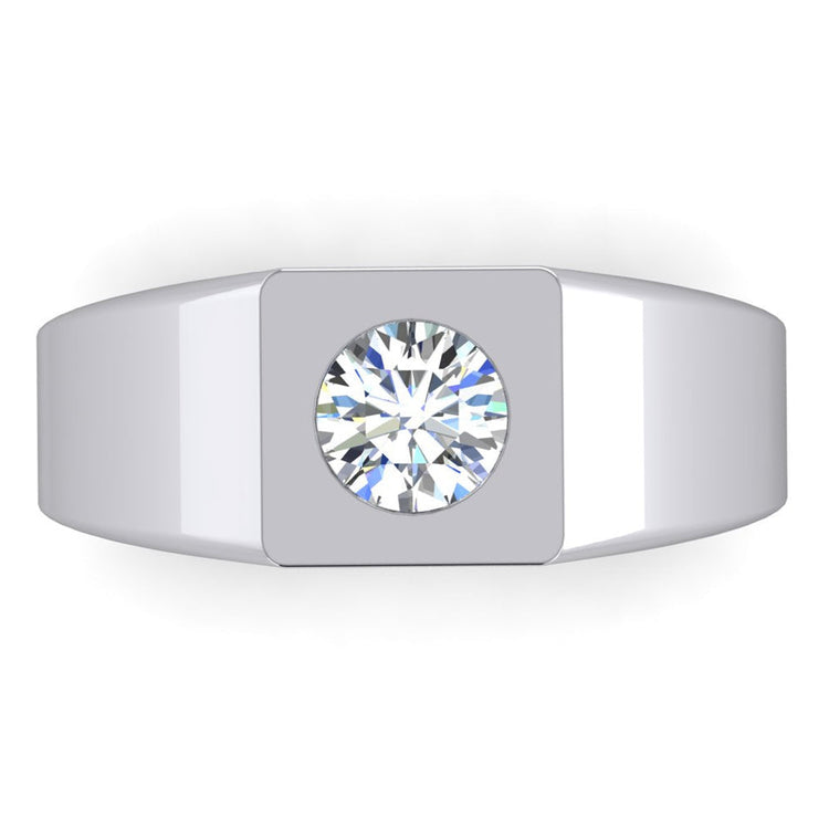 Bague Solitaire Pour Hommes à 1 Carats De Diamants 14K Or Blanc F VS1