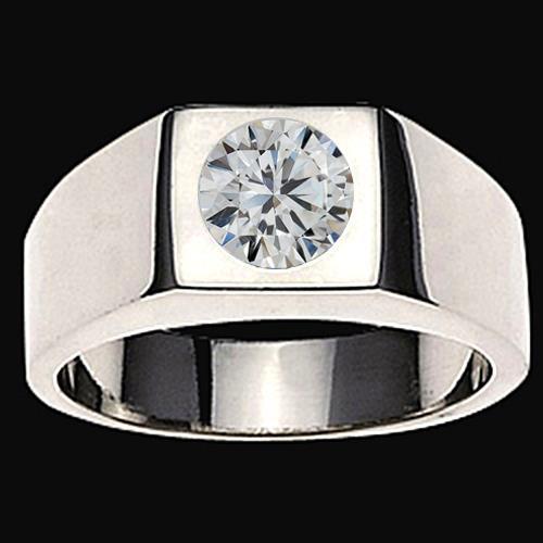Bague Solitaire Homme 1 Carat F VS1 Diamant Or Blanc 14K - HarryChadEnt.FR
