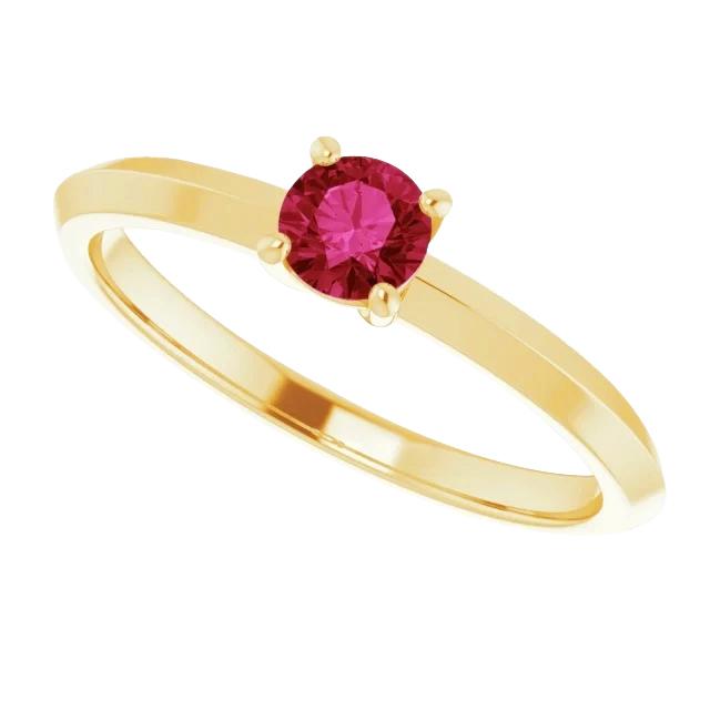 Bague Solitaire Rubis 1.25 Carats Or Jaune 14K - HarryChadEnt.FR