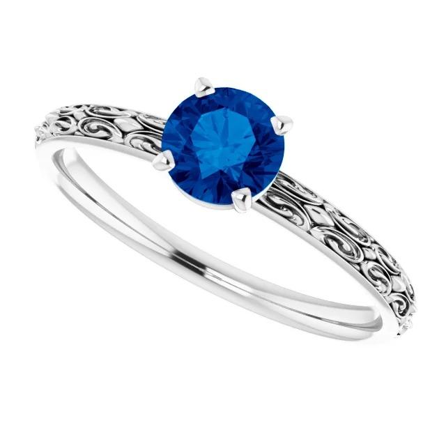 Bague Solitaire Saphir Bleu 1.50 Carats Filigrane Femme Bijoux - HarryChadEnt.FR