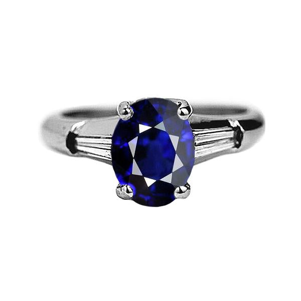 Bague Solitaire Saphir Bleu Profond 2.50 Carats Bijoux Femme - HarryChadEnt.FR