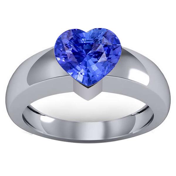 Bague Solitaire Saphir Ceylan 2 Carats Bague Épaisse En Forme De Coeur - HarryChadEnt.FR