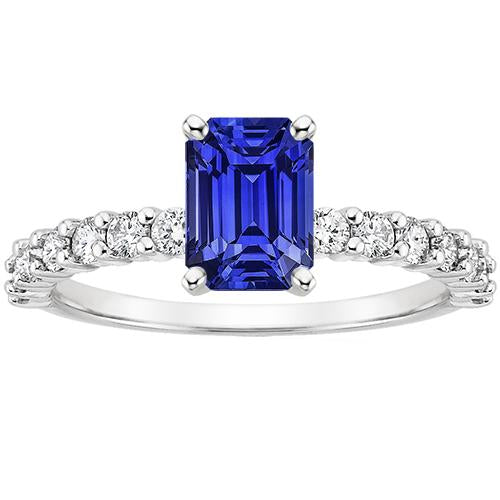 Bague Solitaire Saphir Ceylan Avec Accents & Diamants 5 Carats - HarryChadEnt.FR