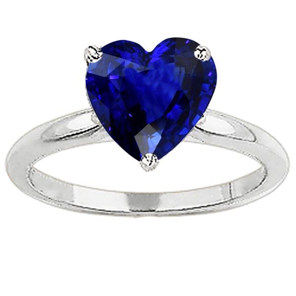 Bague Solitaire Saphir Ceylan Taille Coeur Or Blanc 2.50 Carats - HarryChadEnt.FR