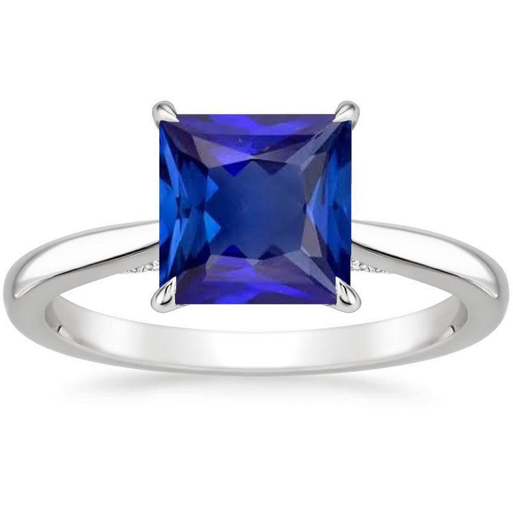 Bague Solitaire Taille Princesse Saphir Sri Lanka Or Blanc 5 Carats - HarryChadEnt.FR