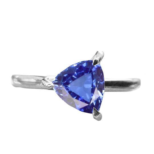 Bague Solitaire Trillion En Forme De Griffes Saphir Bleu 1.50 Carats - HarryChadEnt.FR