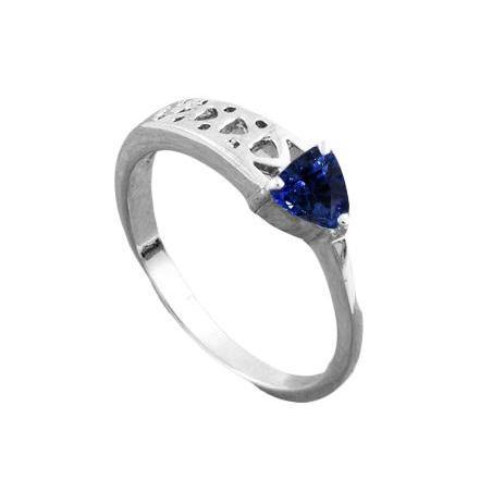 Bague Solitaire Trillion Style Vintage Saphir Bleu 0.50 Carats Or - HarryChadEnt.FR