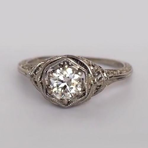 Bague Solitaire ancienne mine Cut Diamant Rond Style Vintage 1 Carat - HarryChadEnt.FR