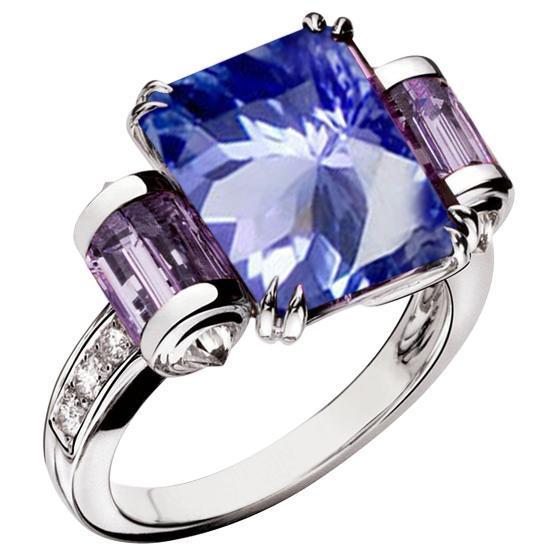 Bague Sri Lanka Saphir Améthyste Et Diamants 8 Carats Bijoux 14K - HarryChadEnt.FR