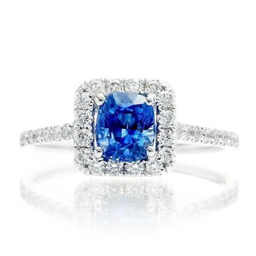 Bague Sri Lanka Saphir Diamants Or Blanc 14K 3.35 Carats - HarryChadEnt.FR