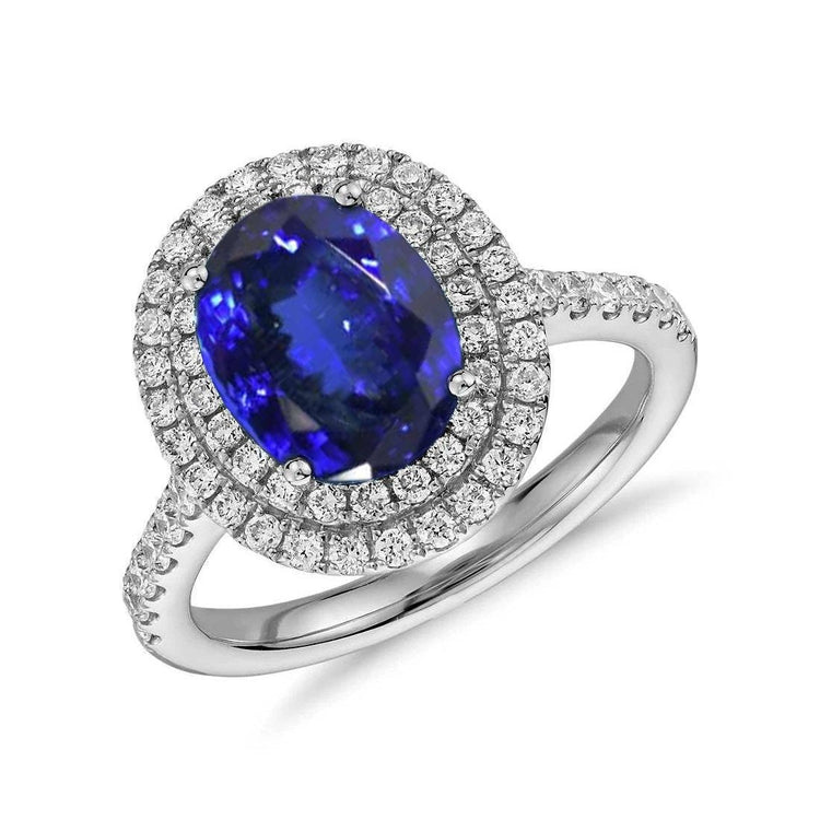 Bague Tanzanite En Or Blanc 14K 7.25 Carats Avec Diamants - HarryChadEnt.FR
