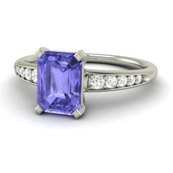 Bague Tanzanite Et Diamants 3.85 Carats Or Blanc 14K Sertie De Griffes - HarryChadEnt.FR