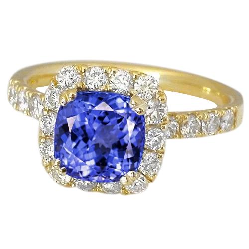 Bague Tanzanite Et Diamants 9.00 Ct Or Jaune 14K - HarryChadEnt.FR