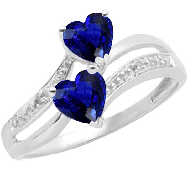 Bague Toi et Moi Coeur Gemme Ceylan Saphir Diamant 3.50 Carats - HarryChadEnt.FR