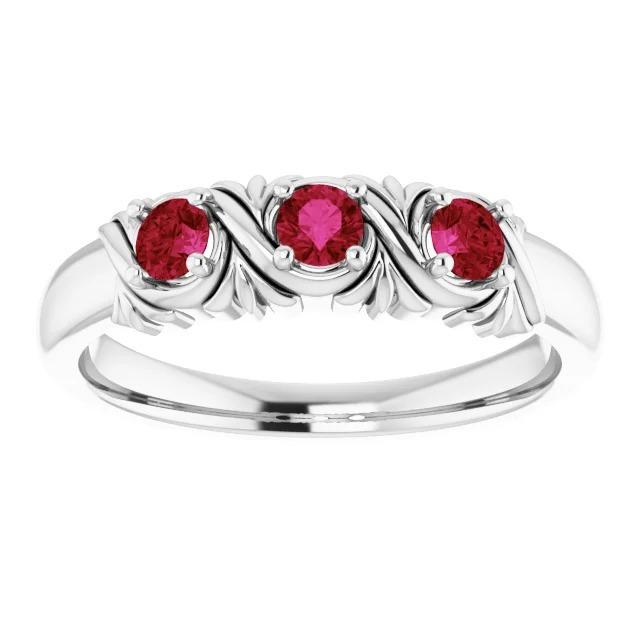 Bague Trois Pierres 0.60 Carats Style Antique Rubis Bijoux Femme - HarryChadEnt.FR