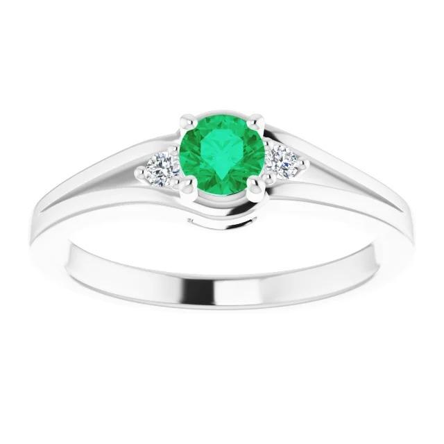 Bague Trois Pierres 0.85 Carats Diamant Et Émeraude Verte Femme Bijoux - HarryChadEnt.FR