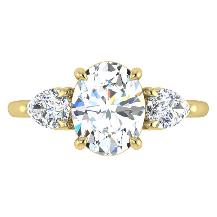 Bague Trois Pierres Bijoux Pour Femme en Or Jaune