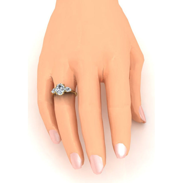 Bague Trois Pierres Bijoux Pour Femme en Or Jaune