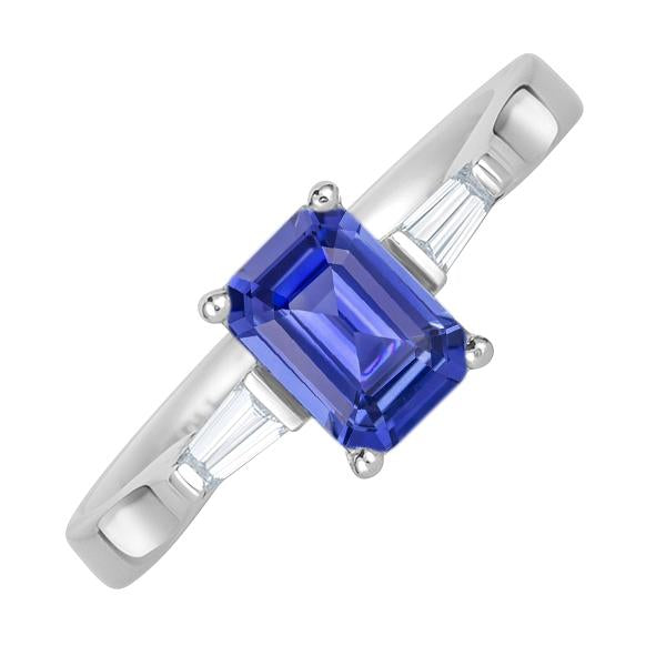 Bague Trois Pierres Émeraude Saphir & Diamants Baguette Coniques 3 Carats - HarryChadEnt.FR