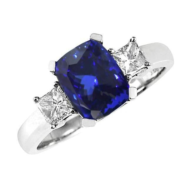 Bague d'anniversaire diamant et coussin tanzanite étincelante de 4.01 carats - HarryChadEnt.FR