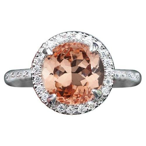Bague d'anniversaire en or morganite et diamants taillés en brillant de 12.85 ct - HarryChadEnt.FR