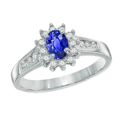 Bague de Fiançailles Ceylan Saphir Et Diamant 1.90 Carats Or Blanc 14K - HarryChadEnt.FR
