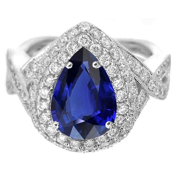Bague de Fiançailles Double Halo Saphir de Ceylan & Diamants 6.50 Carats - HarryChadEnt.FR
