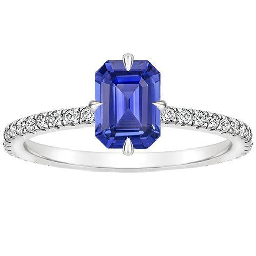 Bague de Fiançailles Femme Or Blanc Saphir Bleu & Diamant 4 Carats - HarryChadEnt.FR