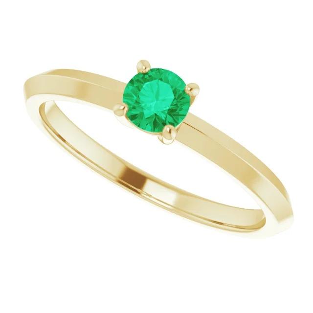 Bague de Fiançailles Solitaire 1.25 Carats Vert Emeraude Or Jaune 14K - HarryChadEnt.FR