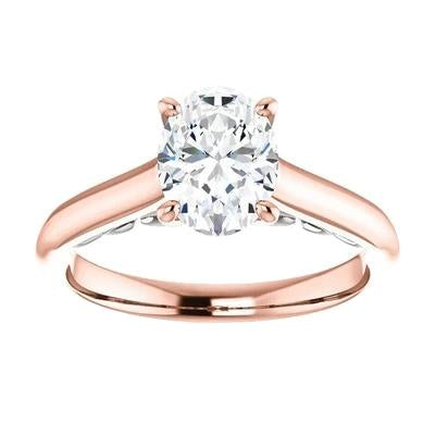 Bague de Fiançailles Solitaire 3.50 Carats Bijoux en Or Rose Neuf - HarryChadEnt.FR