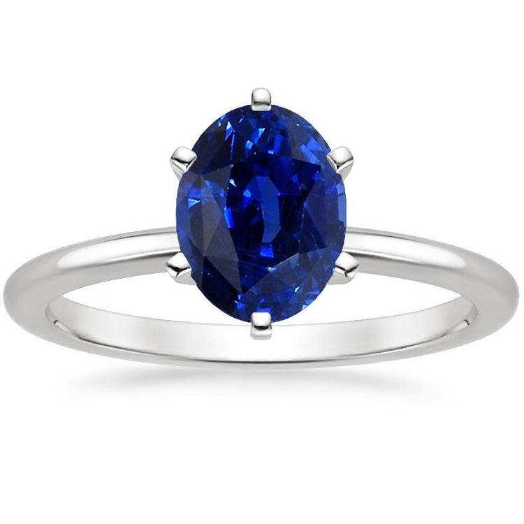 Bague de Fiançailles Solitaire Taille Ovale Saphir de Ceylan 2 Carats - HarryChadEnt.FR
