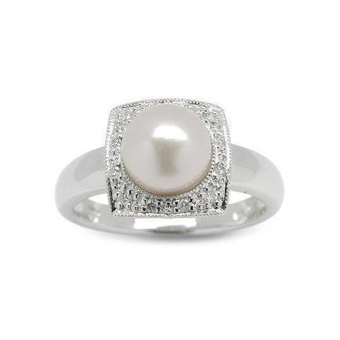 0.50 Bague de Fiançailles Diamant Perle 5 mm Taille Ronde Or Blanc 14K - HarryChadEnt.FR