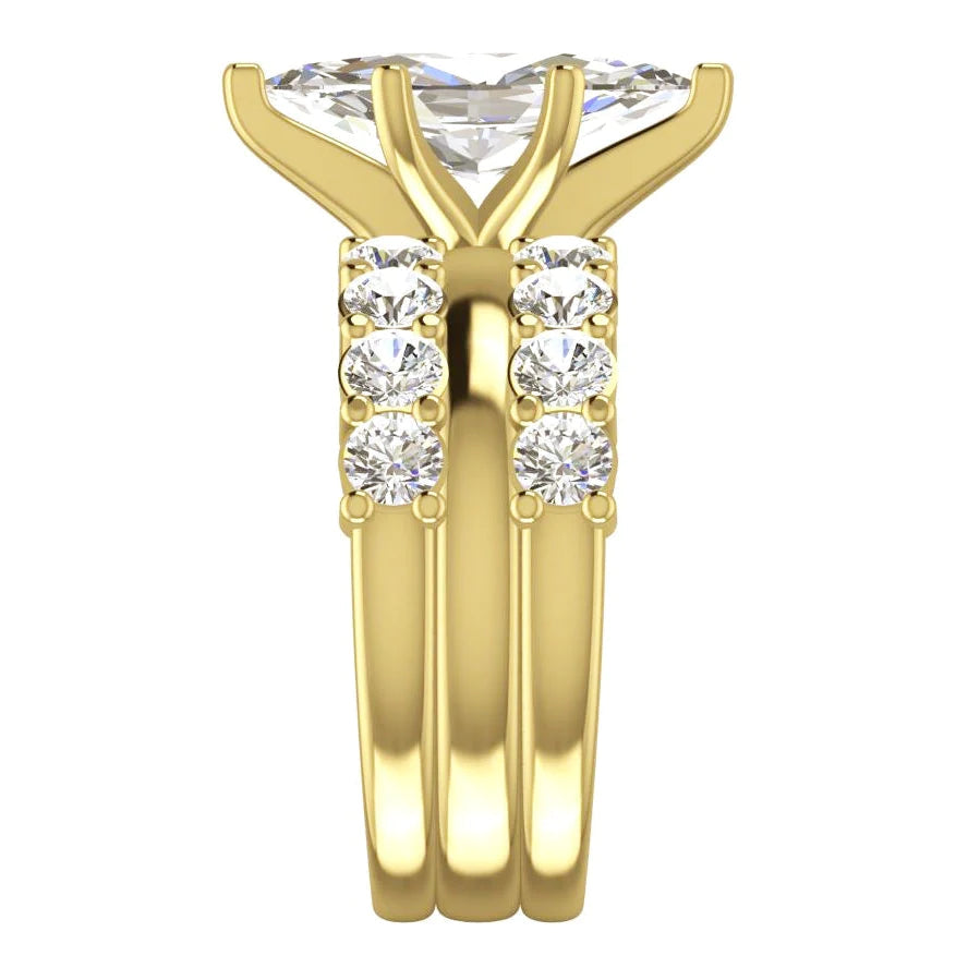Bague de Mariage Marquise Diamant Bijoux de Mariée Or Jaune