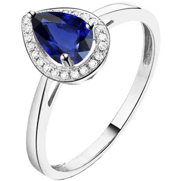 Bague de fiançailles Halo Srilanka Saphir & Diamants 3.50 Carats - HarryChadEnt.FR