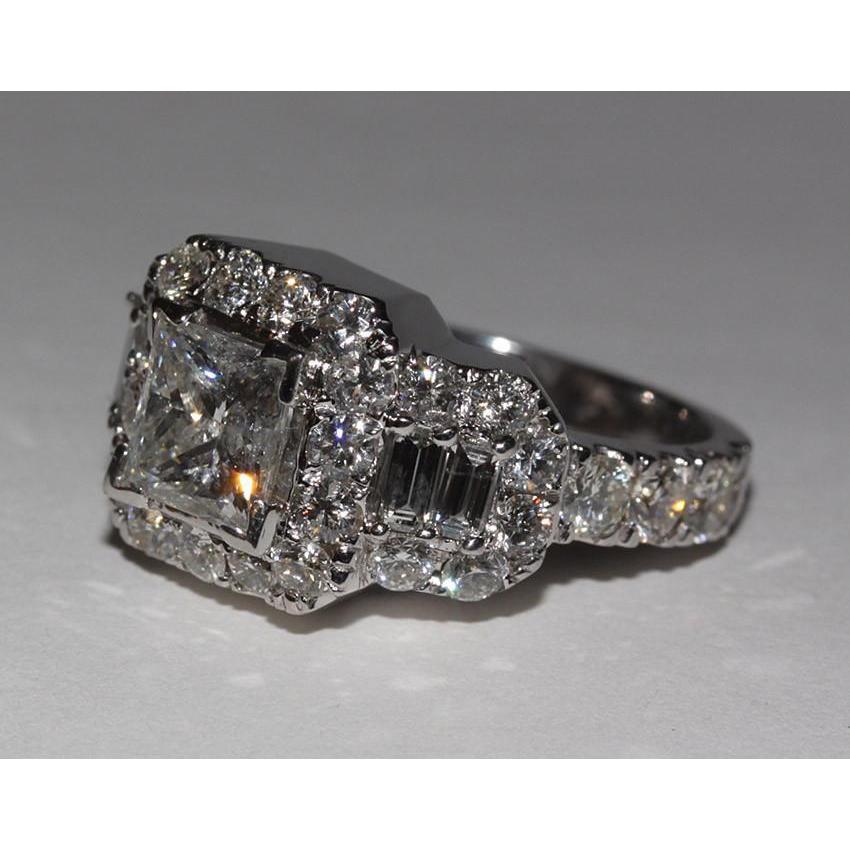 4 carats diamants taille princesse bague de fiançailles de style antique WG 14K - HarryChadEnt.FR