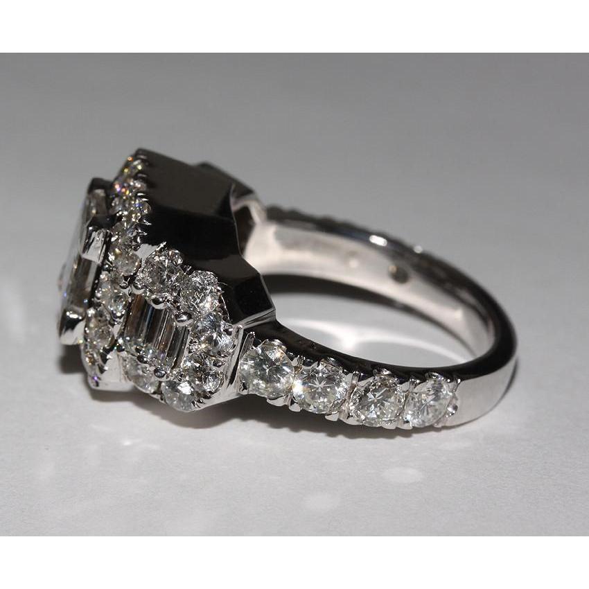 4 carats diamants taille princesse bague de fiançailles de style antique WG 14K - HarryChadEnt.FR