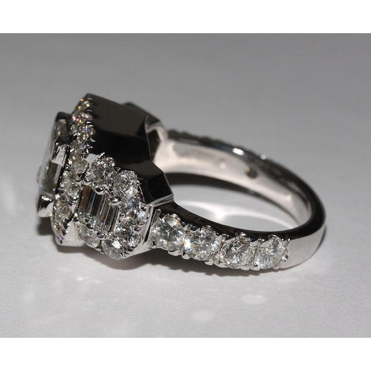 4 carats diamants taille princesse bague de fiançailles de style antique WG 14K - HarryChadEnt.FR