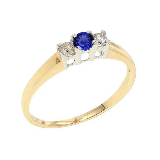 Bague de fiançailles bicolore 2 carats diamant rond tanzanite - HarryChadEnt.FR
