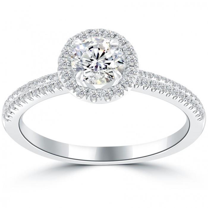 Bague de fiançailles classique 1.66 ct. Diamant Rond Naturel Or Blanc 14K - HarryChadEnt.FR