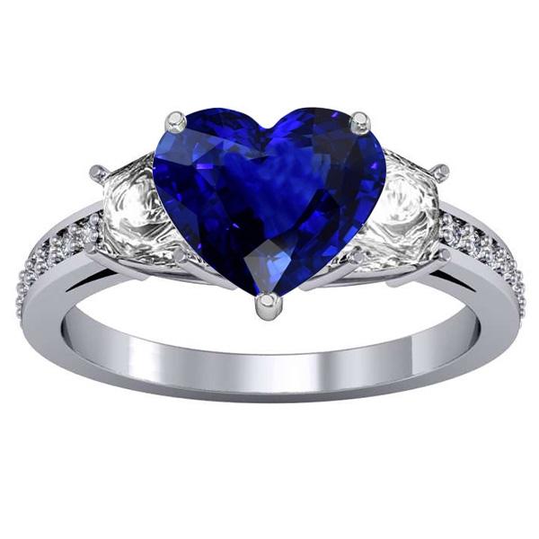 Bague de fiançailles coeur saphir avec diamants ronds bijoux 4.50 carats - HarryChadEnt.FR
