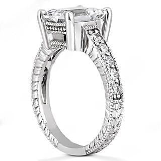 Bague de fiançailles diamant 1.50 ct. Style Vintage Or Blanc 14K - HarryChadEnt.FR
